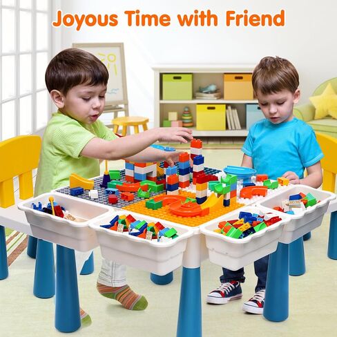 arscniek Toddler Activity Table & Chairs Set, 7-in-1 Kids Desk for Age 3-7 | Kids Activity Table & Chair Set with 152PCS Marble Run Blocks, Sand & Water Table, Learning Play Desk for Girls Boys Toddlers in Kuwait