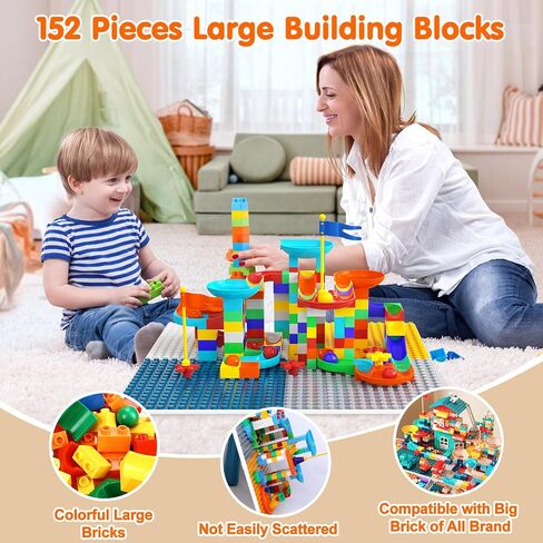 arscniek Toddler Activity Table & Chairs Set, 7-in-1 Kids Desk for Age 3-7 | Kids Activity Table & Chair Set with 152PCS Marble Run Blocks, Sand & Water Table, Learning Play Desk for Girls Boys Toddlers in Kuwait
