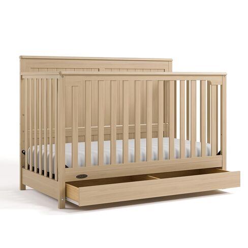 Graco Hadley 5-in-1 Convertible Crib with Drawer – GREENGUARD Gold Certified, Fits Standard Crib Mattress, Converts to Toddler Bed, Daybed and Full Bed, 4 Adjustable Mattress Heights (Driftwood) | GREENGUARD Gold Certified, Fits Standard Crib Mattress, Co in Kuwait