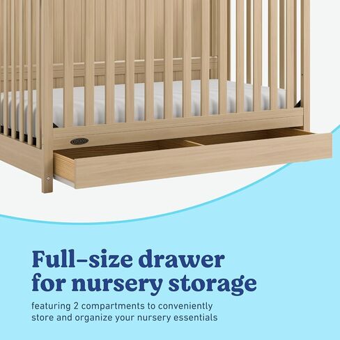 Graco Hadley 5-in-1 Convertible Crib with Drawer – GREENGUARD Gold Certified, Fits Standard Crib Mattress, Converts to Toddler Bed, Daybed and Full Bed, 4 Adjustable Mattress Heights (Driftwood) | GREENGUARD Gold Certified, Fits Standard Crib Mattress, Co in Kuwait