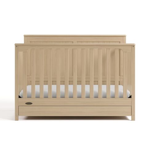 Graco Hadley 5-in-1 Convertible Crib with Drawer – GREENGUARD Gold Certified, Fits Standard Crib Mattress, Converts to Toddler Bed, Daybed and Full Bed, 4 Adjustable Mattress Heights (Driftwood) | GREENGUARD Gold Certified, Fits Standard Crib Mattress, Co in Kuwait