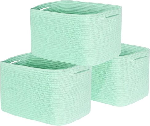 MINTWOOD Design 3-Pack Storage Baskets and Cube Bins for Shelves, Playroom and Classroom, Decorative Woven Closet Organizers for Books, Shoes, and Pantry Items, Pastel Rainbow in Saudi Arabia