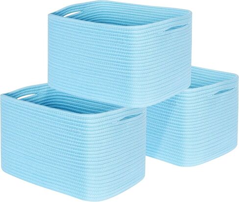 MINTWOOD Design 3-Pack Storage Baskets and Cube Bins for Shelves, Playroom and Classroom, Decorative Woven Closet Organizers for Books, Shoes, and Pantry Items, Pastel Rainbow in Saudi Arabia