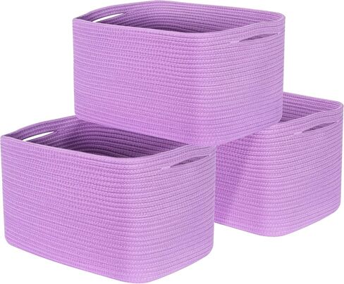 MINTWOOD Design 3-Pack Storage Baskets and Cube Bins for Shelves, Playroom and Classroom, Decorative Woven Closet Organizers for Books, Shoes, and Pantry Items, Pastel Rainbow in Saudi Arabia