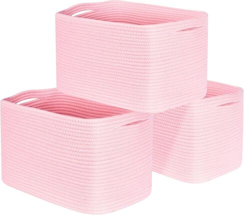 MINTWOOD Design 3-Pack Storage Baskets and Cube Bins for Shelves, Playroom and Classroom, Decorative Woven Closet Organizers for Books, Shoes, and Pantry Items, Pastel Rainbow in Saudi Arabia