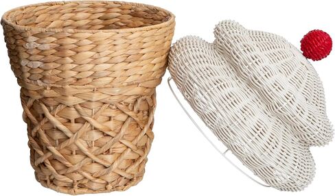 RGI Home Decorative Storage Bin, Ice Cream Cone Shaped Storage Basket, Made of Durable Woven Water Hyacinth, Great for Nursery, Bedroom, Playroom in Kuwait