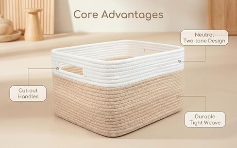 4 Pack Cotton Rope Storage Bins, 16x14x8 Inch Large Basket for Shelves, Closet, Nursery, Towels, Toys in Kuwait