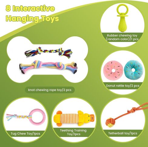 Puppy Play Gym for Small Dogs, Wooden Indoor Dog Playground with Hanging Toys, Interactive Puppy Gym & Jungle Gym for Enrichment, Dog Squeak Toys (17.3 inch) in Kuwait
