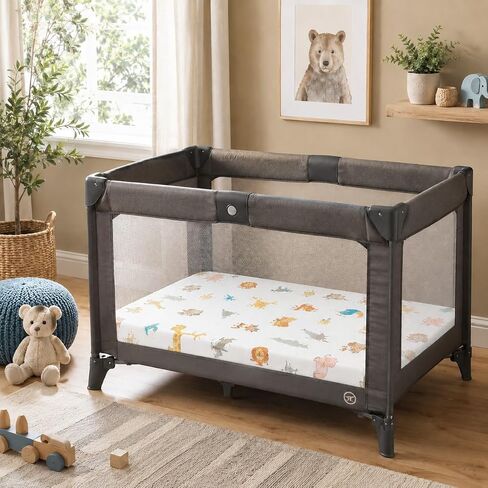 38x24 Baby Mattresses-Pack and Play Mattress,Pack N Play Mattresses,Playpen Mattress for Pack N Play,Pack and Play Mattress Pad;Use Excluded-Breathable Soft Memory Foam Firm Mattress,Beige,Biobased in Kuwait
