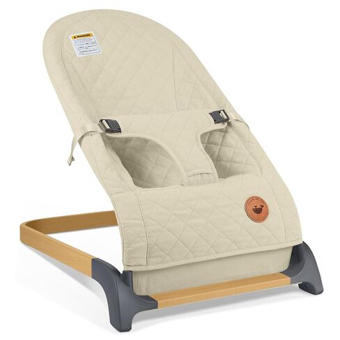 ANGELBLISS Baby Bouncer Seat for Infants, Portable Bouncy Seat, Beige | Natural vibrations, soft fabric, ergonomic support, easy-clean cover, foldable frame, and newborn-friendly comfort in Saudi Arabia