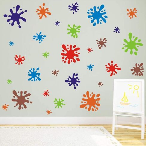 Multicolor Paint Wall Decal Splatter and Splotches Wall Sticker | Splatter Wall Decals,Art Classroom Decor,Colorful Paint Splat Wall Stickers，Abstract Wall Decals,Ink Splotch Wall Stickers in Kuwait