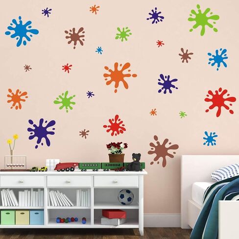 Multicolor Paint Wall Decal Splatter and Splotches Wall Sticker | Splatter Wall Decals,Art Classroom Decor,Colorful Paint Splat Wall Stickers，Abstract Wall Decals,Ink Splotch Wall Stickers in Kuwait