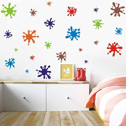 Multicolor Paint Wall Decal Splatter and Splotches Wall Sticker | Splatter Wall Decals,Art Classroom Decor,Colorful Paint Splat Wall Stickers，Abstract Wall Decals,Ink Splotch Wall Stickers in Kuwait