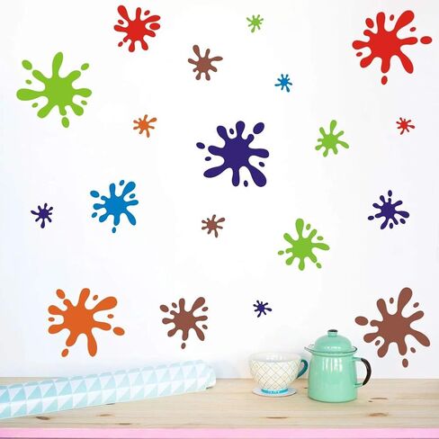 Multicolor Paint Wall Decal Splatter and Splotches Wall Sticker | Splatter Wall Decals,Art Classroom Decor,Colorful Paint Splat Wall Stickers，Abstract Wall Decals,Ink Splotch Wall Stickers in Kuwait