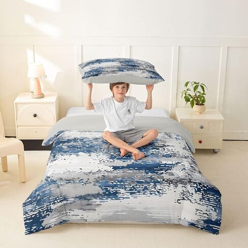 Feelyou Marble Duvet Cover Toddler Size Geometric Bedding Set for Boys Girls Gradient Comforter Cover Bedroom Decor 2Pcs No Comforter Zipper Closure with 1 Pillowcase in Kuwait