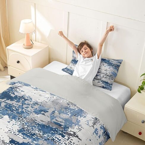 Feelyou Marble Duvet Cover Toddler Size Geometric Bedding Set for Boys Girls Gradient Comforter Cover Bedroom Decor 2Pcs No Comforter Zipper Closure with 1 Pillowcase in Kuwait