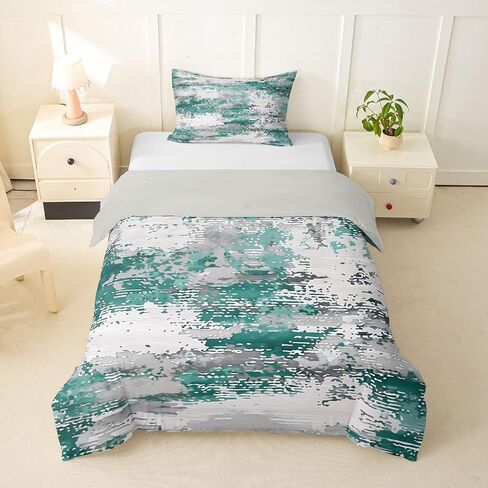 Feelyou Teal Duvet Cover Toddler Size Gradient Bedding Set for Boys Girls Texture Comforter Cover Bedroom Decor 2Pcs No Comforter Zipper Closure with 1 Pillowcase in Kuwait