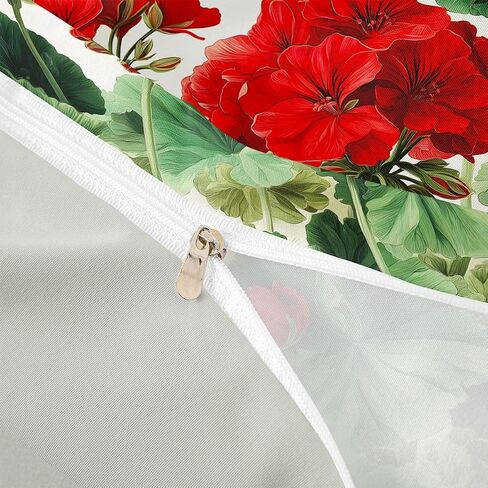 Feelyou Red Floral Duvet Cover Toddler Size Red White Green Bedding Set Breathable Soft Floral Flower Blossom Printed Comforter Cover 2Pcs Bedroom Decor No Comforter Microfiber Zipper Closure in Kuwait