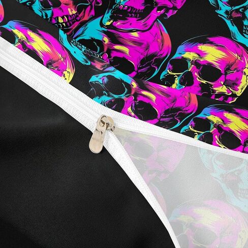 Feelyou Halloween Decor Duvet Cover Toddler Size Skull Bedding Set for Boys Girls Neon Print Comforter Cover Bedroom Decor 2Pcs No Comforter Zipper Closure with 1 Pillowcase in Kuwait