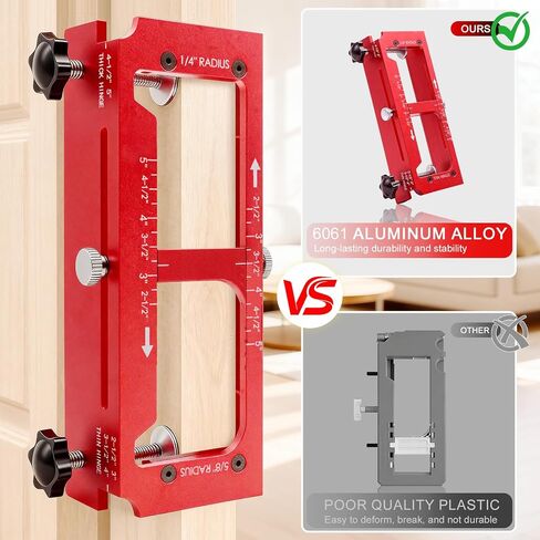 Door Hinge Jig, Upgraded Anti-Slip Door Hinge Template Kit for Router, Adjustable Mortise Jig Fits Door Hinges from 2.5" to 5" Length, 1/4" R, 5/8" R, Square Corner in Kuwait