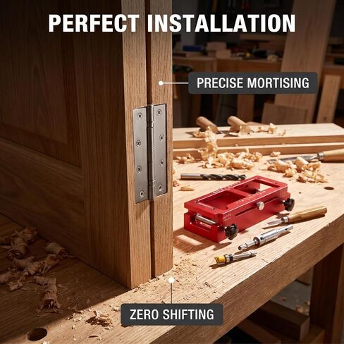 Door Hinge Jig, Upgraded Anti-Slip Door Hinge Template Kit for Router, Adjustable Mortise Jig Fits Door Hinges from 2.5" to 5" Length, 1/4" R, 5/8" R, Square Corner in Kuwait