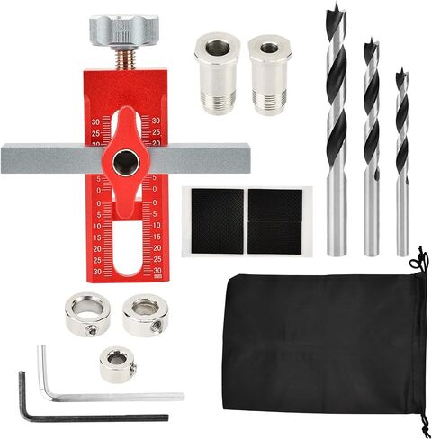 2-in-1 Cabinet Door Mounting Jig, Adjustable Cabinet Door Installation Positioner with 3 Drill Bits, DIY Locator Jig Tool for Most Cabinets Doors in Kuwait