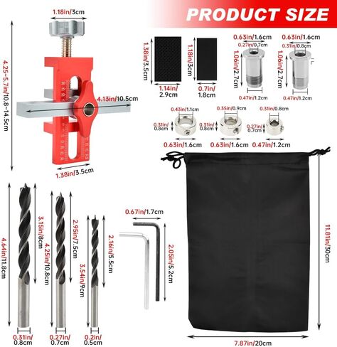 2-in-1 Cabinet Door Mounting Jig, Adjustable Cabinet Door Installation Positioner with 3 Drill Bits, DIY Locator Jig Tool for Most Cabinets Doors in Kuwait