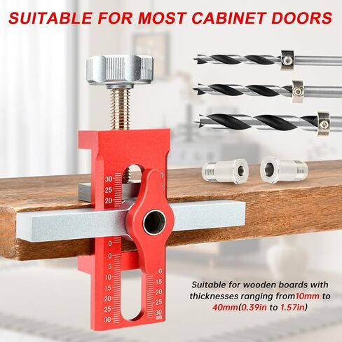 2-in-1 Cabinet Door Mounting Jig, Adjustable Cabinet Door Installation Positioner with 3 Drill Bits, DIY Locator Jig Tool for Most Cabinets Doors in Kuwait
