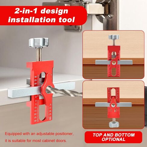 2-in-1 Cabinet Door Mounting Jig, Adjustable Cabinet Door Installation Positioner with 3 Drill Bits, DIY Locator Jig Tool for Most Cabinets Doors in Kuwait