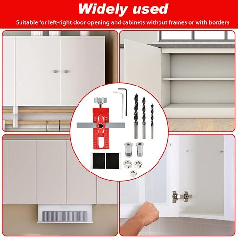 2-in-1 Cabinet Door Mounting Jig, Adjustable Cabinet Door Installation Positioner with 3 Drill Bits, DIY Locator Jig Tool for Most Cabinets Doors in Kuwait