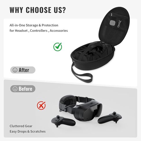 Hard Shell Case Compatible with Steam Frame/Meta Quest 3/Apple Vision Pro, Portable Travel Storage for Steam Frame, 2 Steam Controllers, Data Cables and More,Hard Case for VR Headsets in Kuwait