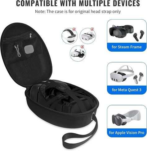 Hard Shell Case Compatible with Steam Frame/Meta Quest 3/Apple Vision Pro, Portable Travel Storage for Steam Frame, 2 Steam Controllers, Data Cables and More,Hard Case for VR Headsets in Kuwait