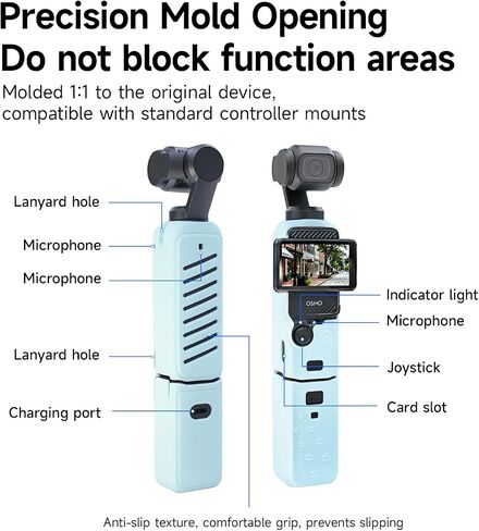 LKTOP Pocket 3 Silicone Cover, Protective Case Lens Protector Scratch-Resistant Sleeve Skin Compatible with DJI OSMO Pocket 3 Creator Combo/Xtra Muse Accessories(Blue) in Kuwait