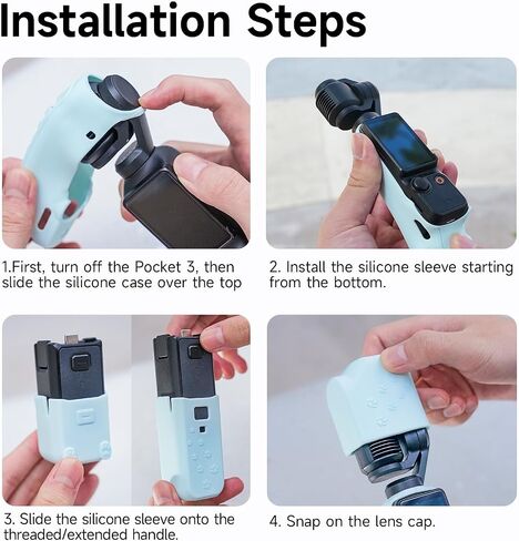 LKTOP Pocket 3 Silicone Cover, Protective Case Lens Protector Scratch-Resistant Sleeve Skin Compatible with DJI OSMO Pocket 3 Creator Combo/Xtra Muse Accessories(Blue) in Kuwait