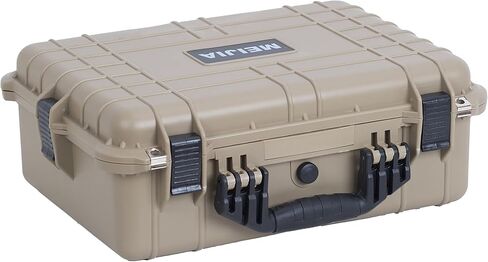 MEIJIA All Weather IP67 Waterproof Hard Camera Case,Hard Protective Case,Hard Case with Customizable Foam,Fit Use of Drones,Camera,Equipments,Pistols(Desert Tan,13.35 x11.63x5.98inches) in Kuwait