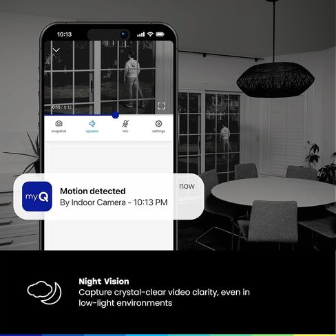 myQ Indoor Plug-in Security Camera Gen 2 – 2K Smart Wi-Fi Camera with Night Vision, Baby and Pet Monitor, Motion Detection and Alerts, 2-Way Audio & App Control in Kuwait