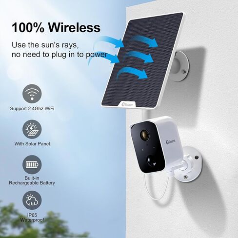 Swann Solar Security Cameras Wireless Outdoor with a 32GB Micro SD Card | 1080p, No Monthly Fee, Night Vision, 2-Way Talk, Motion Detection, Work with Alexa/Google Home in Kuwait