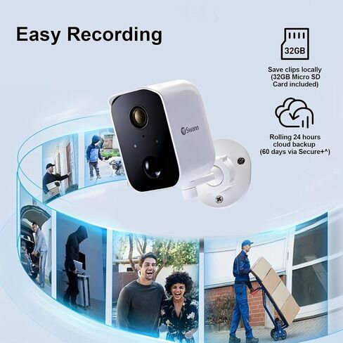 Swann Solar Security Cameras Wireless Outdoor with a 32GB Micro SD Card | 1080p, No Monthly Fee, Night Vision, 2-Way Talk, Motion Detection, Work with Alexa/Google Home in Kuwait