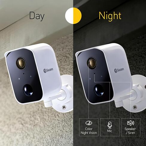 Swann Solar Security Cameras Wireless Outdoor with a 32GB Micro SD Card | 1080p, No Monthly Fee, Night Vision, 2-Way Talk, Motion Detection, Work with Alexa/Google Home in Kuwait