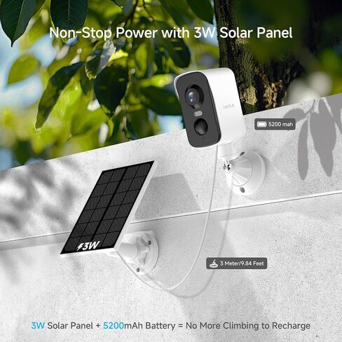 Arenti Solar Camera Outdoor Wireless, 3MP 2K with 340° Pan, PIR Detection, Color Night Vision, 2-Way Audio, Battery with Solar Powered Wireless Cameras for Home Security Outdoor, Works with Alexa in Kuwait