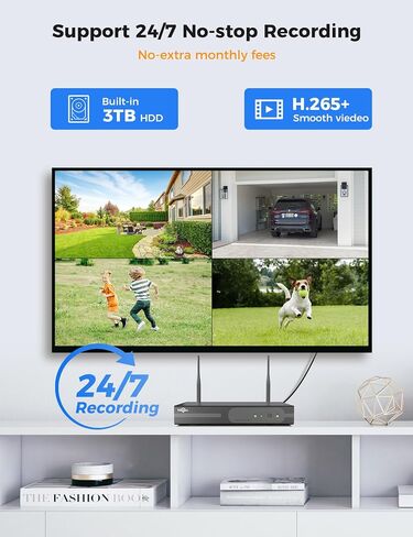 Hiseeu 5MP Wireless Security Camera System,24/7 8 Cam-Kit, 3T HDD | WiFi Pro & Plug-in Connection, IP66 Waterproof, Smart Motion Alerts, Long-Range Signal, 24/7 Surveillance NVR Kit in Kuwait