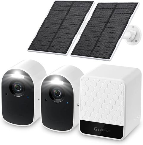 yeewise Solar Security Camera Wireless Outdoor, 2K QHD Home Security System | Add-on Cam, 2.4&5GHz WiFi, Color Night Vision, WiFi-6, Local Storage, IP66 Weatherproof, Works with Alexa, No Monthly Fees in Kuwait