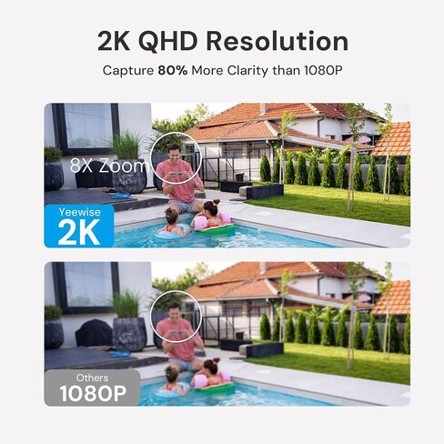 yeewise Solar Security Camera Wireless Outdoor, 2K QHD Home Security System | 2-Cam Kit, 2.4&5GHz WiFi, Color Night Vision, WiFi-6, Local Storage, IP66 Weatherproof, Works with Alexa, No Monthly Fees in Kuwait
