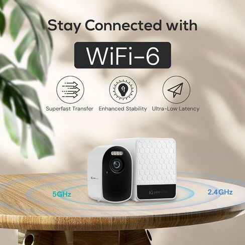 yeewise Solar Security Camera Wireless Outdoor, 2K QHD Home Security System | 2-Cam Kit, 2.4&5GHz WiFi, Color Night Vision, WiFi-6, Local Storage, IP66 Weatherproof, Works with Alexa, No Monthly Fees in Kuwait