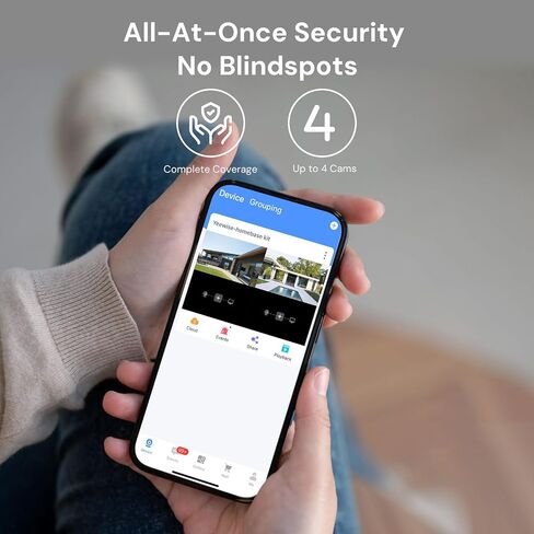 yeewise Solar Security Camera Wireless Outdoor, 2K QHD Home Security System | 2-Cam Kit, 2.4&5GHz WiFi, Color Night Vision, WiFi-6, Local Storage, IP66 Weatherproof, Works with Alexa, No Monthly Fees in Kuwait