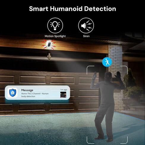 yeewise Solar Security Camera Wireless Outdoor, 2K QHD Home Security System | 2-Cam Kit, 2.4&5GHz WiFi, Color Night Vision, WiFi-6, Local Storage, IP66 Weatherproof, Works with Alexa, No Monthly Fees in Kuwait