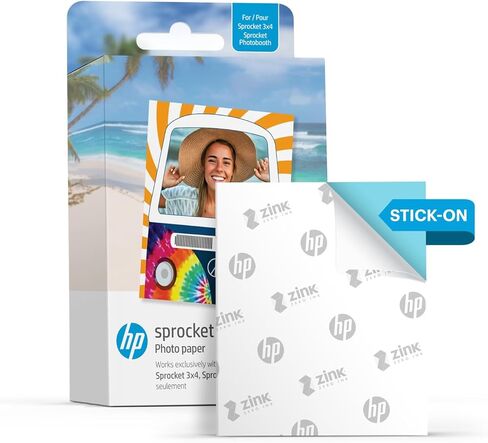 HP Sprocket Photo Booth + 110 3x4 Zink Paper Sheets, Digital Instant Color Photo Printer, 10.1" Touchscreen Photobooth, LED Ring Light, Customize w/ 250+ Frames, Share via QR Code, Mobile App, Pink in Kuwait