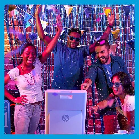 HP Sprocket Photo Booth + 110 3x4 Zink Paper Sheets, Digital Instant Color Photo Printer, 10.1" Touchscreen Photobooth, LED Ring Light, Customize w/ 250+ Frames, Share via QR Code, Mobile App, Pink in Kuwait