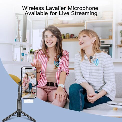 Leettus 2pcs Lavalier Wireless Microphone for iPhone iPad Video Recording,Mini Microphone for Game Live Streaming,interviews,YouTube,TikTok,Vlog(White) in Kuwait