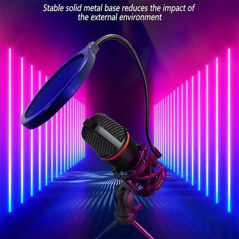 USB Microphone Kit, Plug and Play Streaming Microphone with Desktop Stand for Gaming, Podcast, Recording, and Online Meetings on Laptop and PC in Kuwait
